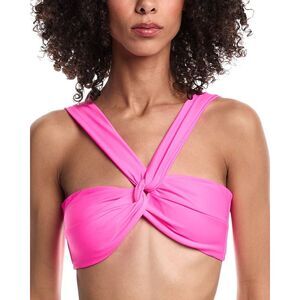 Milly Womens  Olivia Solid Draped Bandeau Bikini Top, Pink
